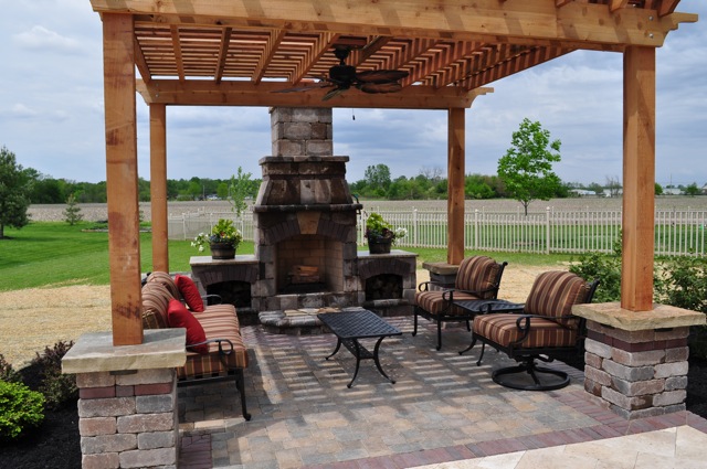 Pergola and Outdoor Fireplace